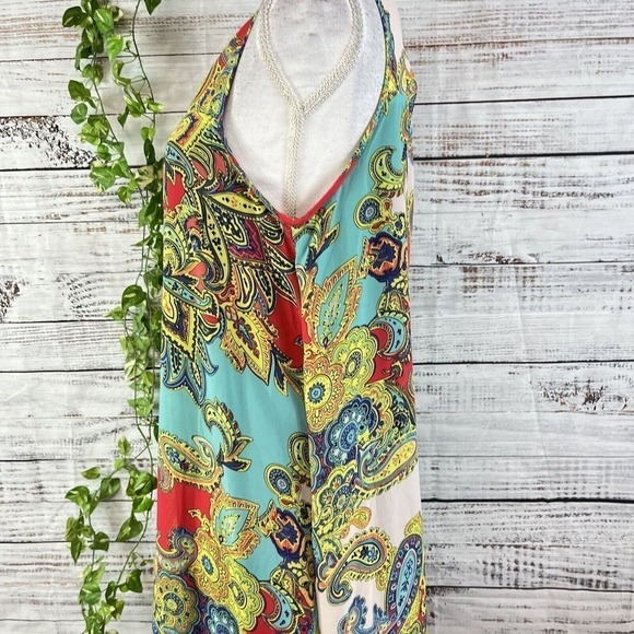 Robbie Bee Tunic Dress size 12 Pink Yellow Paisley Sheer A Line Lagenlook Boho - Picture 12 of 16